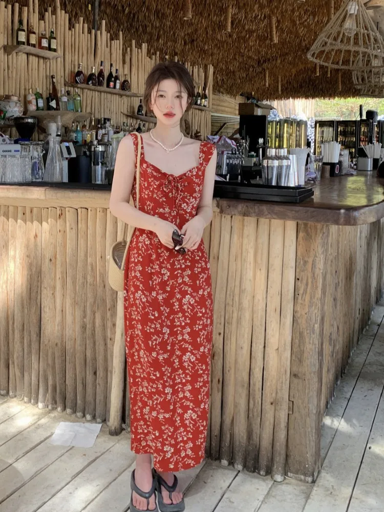 

Женское платье больших размеров с цветочным принтом, квадратным вырезом, без бретелек, летнее, новое, с завышенной талией, А-силуэт, длинное