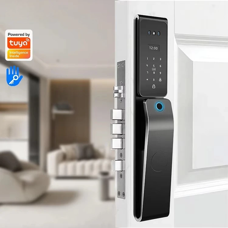 

China Excellent Brand New Design Customized Manufacturer Black Smart Security Smart Door Lock With Camera
