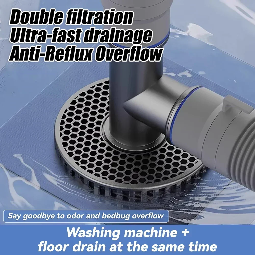 1Pcs New 2 in 1 Floor Drain Cover Universal 2/3/4 Ways Sewer Drain Connector Hose Adapter Disposer Washroom Accessories