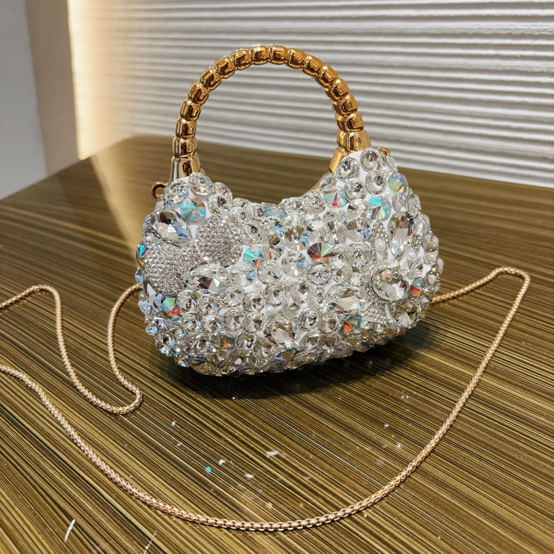 Original Designer Marken-Diamant-Acryl-Tasche Modisches Set Diamant-Schulter-Halbmond-Damen-Abendtaschen für Frauen – Detail 8