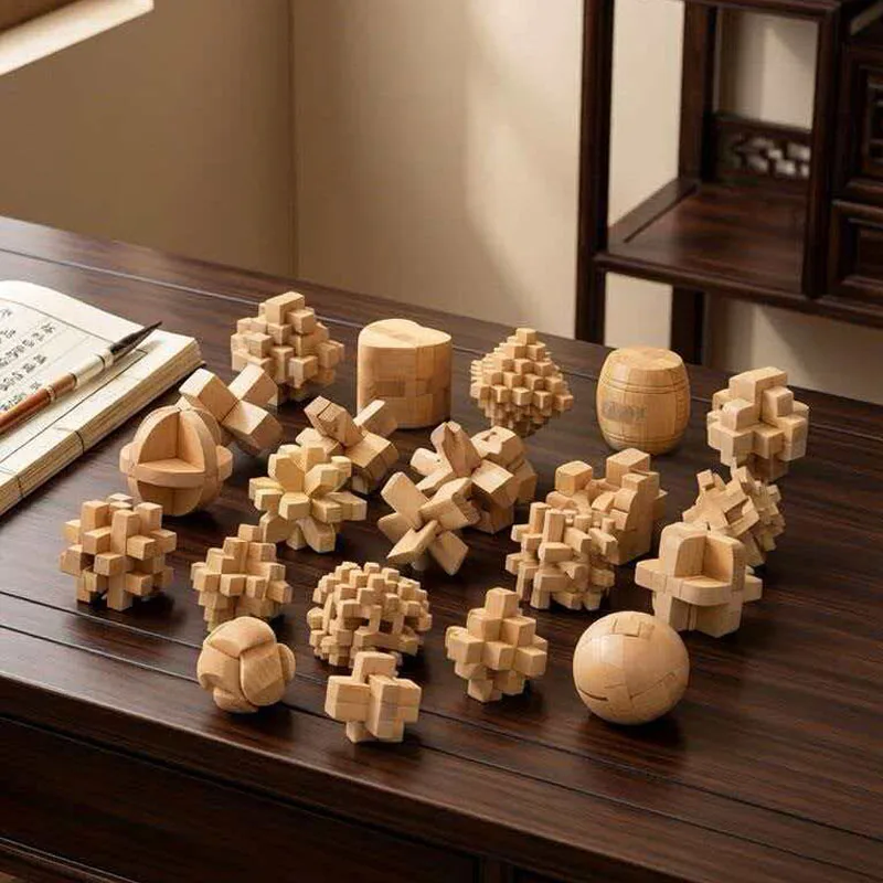 

Luban Lock Wooden 3D Puzzles Interlocking Brain Teaser Adults & Kids Disentanglement Logic Challenges Problem Solve Toys Gifts