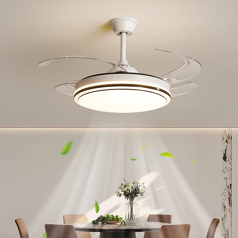 White Ceiling Fan Remote Control Dimmable Chandelier Ventilation Fan For Living Room Bedroom Home Decor Indoor Lighting Fixtures