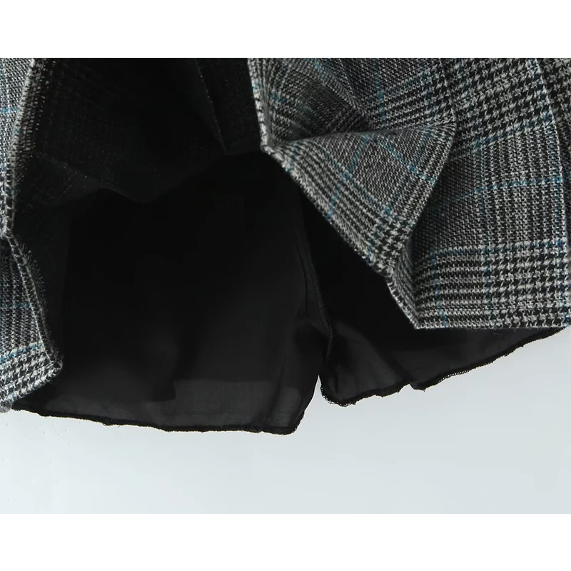 YENKYE Franse geruite plooirok voor dames Vintage hoge taille herfst winter elegante rokken