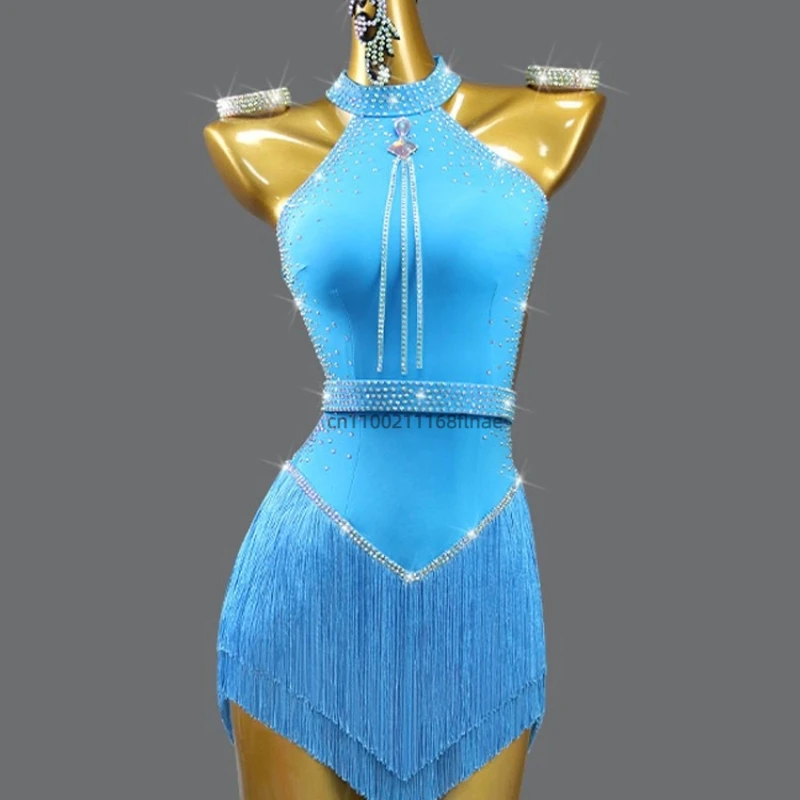 Professional Latin Dance Dress 2025 New Style Competition Table Performance Clothing Tassel Dress Art Exam Flower Dress Female