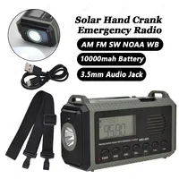 10000MAh Multifunction Solar Radio Hand Crank Radio USB FM/ AM/ NOAA WB Weather Radio Emergency Flashlight SOS Alarm Power Bank