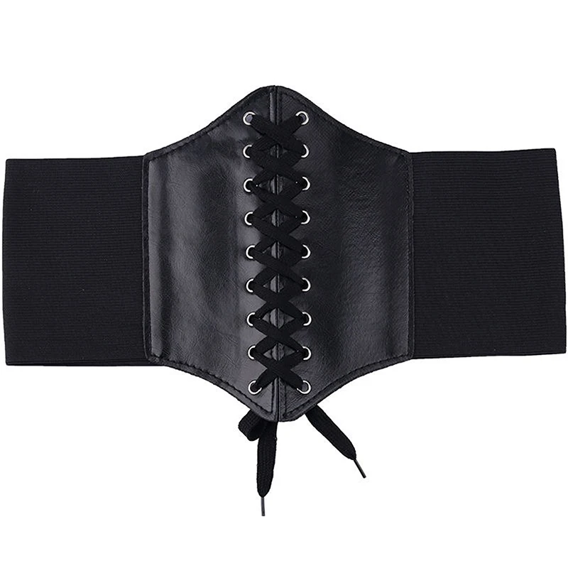 

Corset Punk Black Wide Belt Pu Leather Slimming Body Belts For Women Elastic High Waist Belt Female Cummerbunds