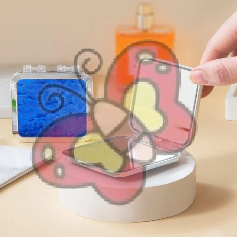 1pc 물결무늬 양면 거울, 접이식 화장 거울, 휴대용 컴팩트 및 휴대용 데스크탑 드레싱 거울 뷰티 미러