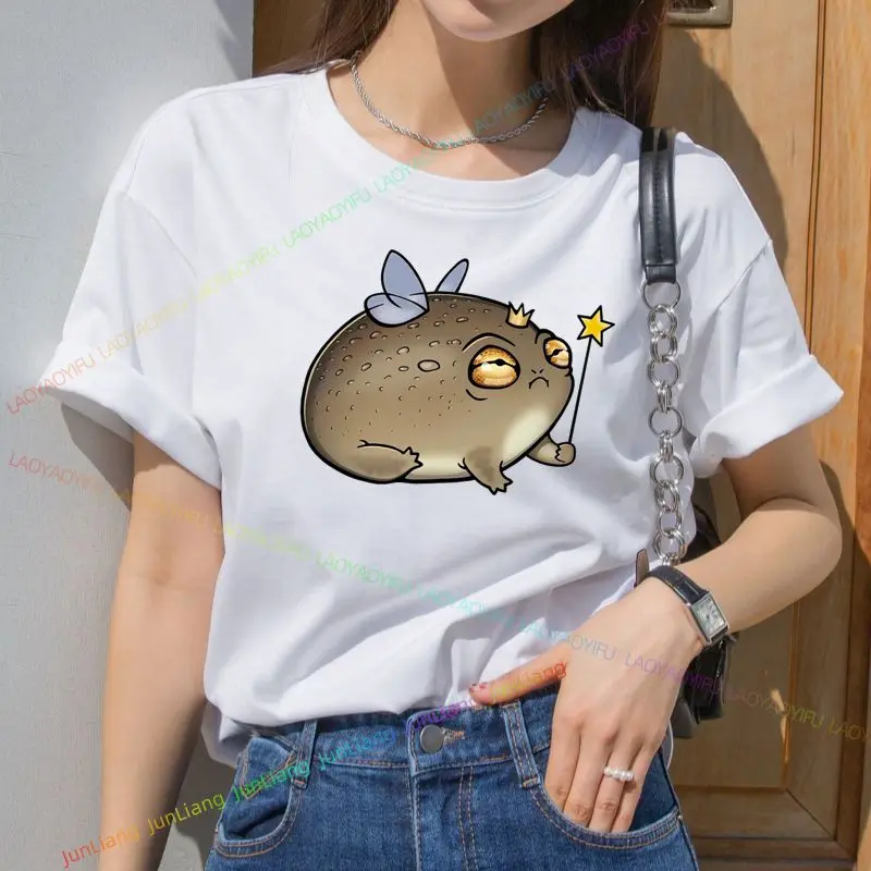 الصحراء المطر الضفدع الدهون الضفدع لطيف صديق تي شيرت متعة لطيف أعلى Kawaii الملابس أزياء عارضة الشارع فضفاض للجنسين الملابس #4