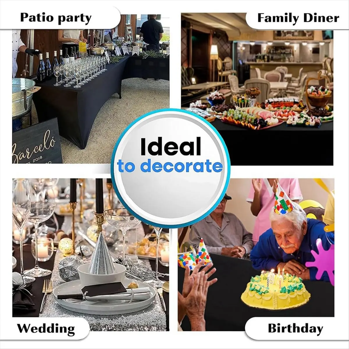 

*ABDH Tablecloths for Rectangular Tablecloths,Stretch Fit Tablecloths,for Events, Cocktail Parties White