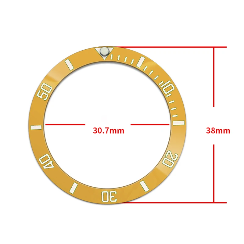 38mm Curved  Ceramics Bezel Insert Fits SKX007 SKX009 SRPD Watch Case NH35 NH36 Movement Bezel Insert Ring Men Watch Parts