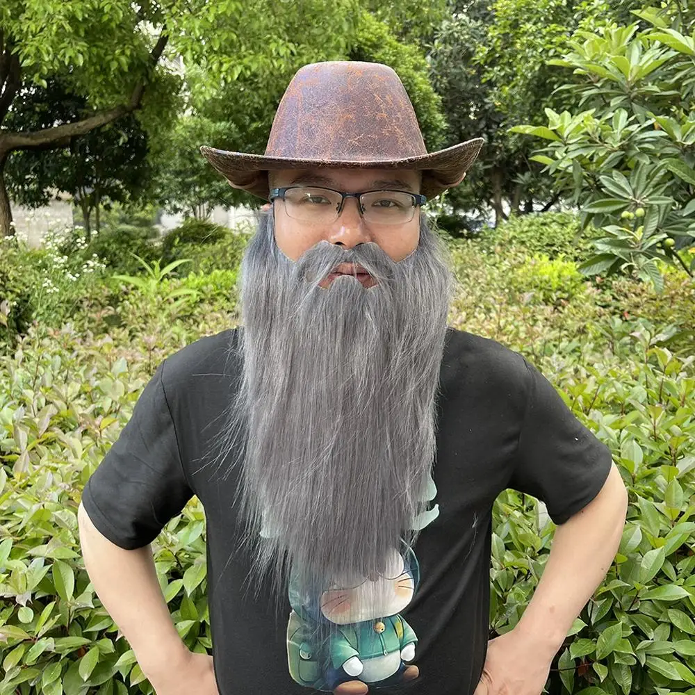 Zabawny kostium na imprezę, starzec, Boże Narodzenie, Święty Mikołaj, biała broda, broda na Halloween, broda pirata, wąsy, akcesoria do cosplay na imprezę.