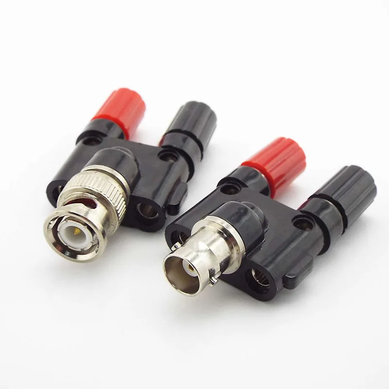BNC female Male to Two Dual 4mm Banana Plug Jack Coaxial Connector RF Adapter BNC plug Connector for Home appliances