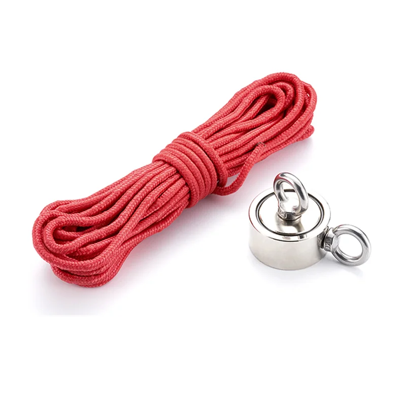 10M/20M/30M Salvage Rope Fishing Magnetic Rope Suitable Powerful Salvage Neodymium Fishing Magnet Insurance Rope with Carabiner