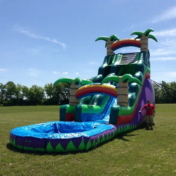 

high quality clearance popular inflatable water slide with swimming pool