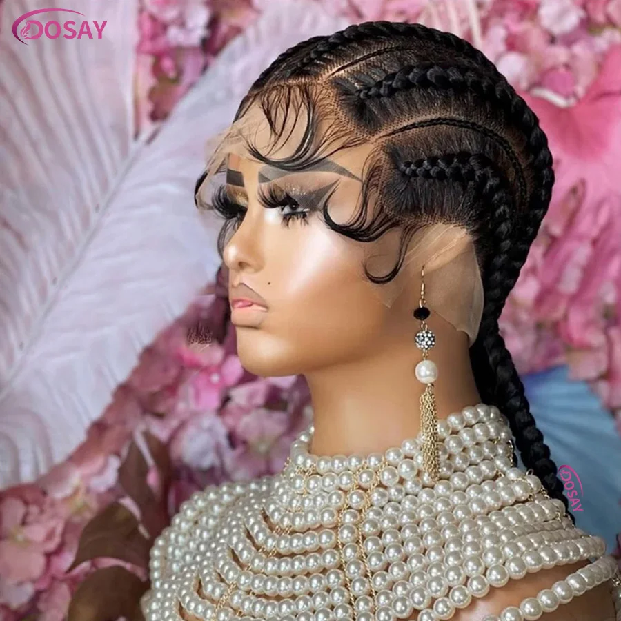 Synthetic Cornrow Braided Wig For Women Long 36Inch Full Lace Twist Box Braid Wig With Baby Hair Jumbo Knotless Box Braids Wig