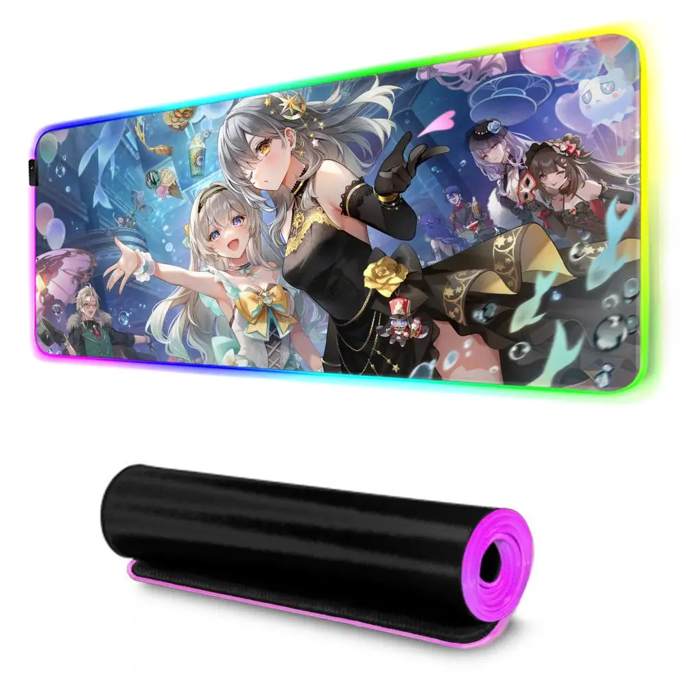 Honkai Star Rail Firefly Mouse Pad Gamer Rgb Desk Mat Back Light Led Mousepad Setup Gaming Accessories Deskmat Big Mousepad