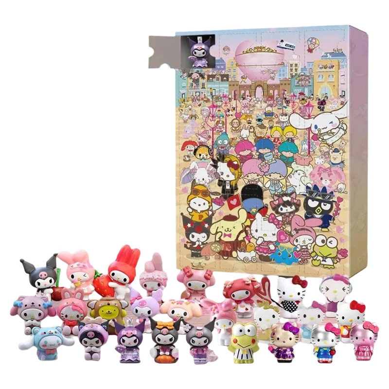 Sanurgente Kawaii Anime Mystery Box pour enfants, calendrier de l'avent de Noël, Hello Kitty, Kuromi My Melody, Cinnamoroll Figures, Toy Gift