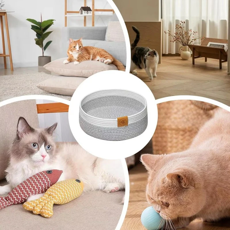 ABVJ-Dog Bed Basket Pet Cotton Sleep Scratcher Nest Indoor Cats Scratching Board Mat Cotton Rope Pet Mat Basket For Sleeping