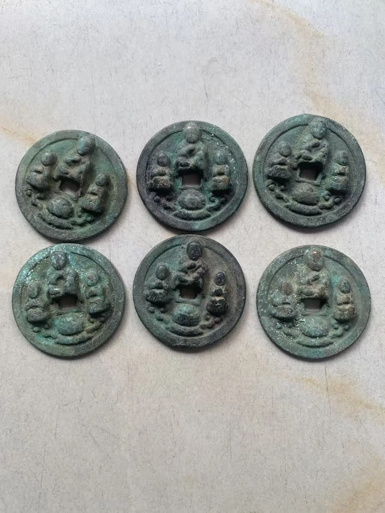 Rare old Chinese SongDyansty960---1125) copper money coin statue,6 pieces/pack,Free shipping
