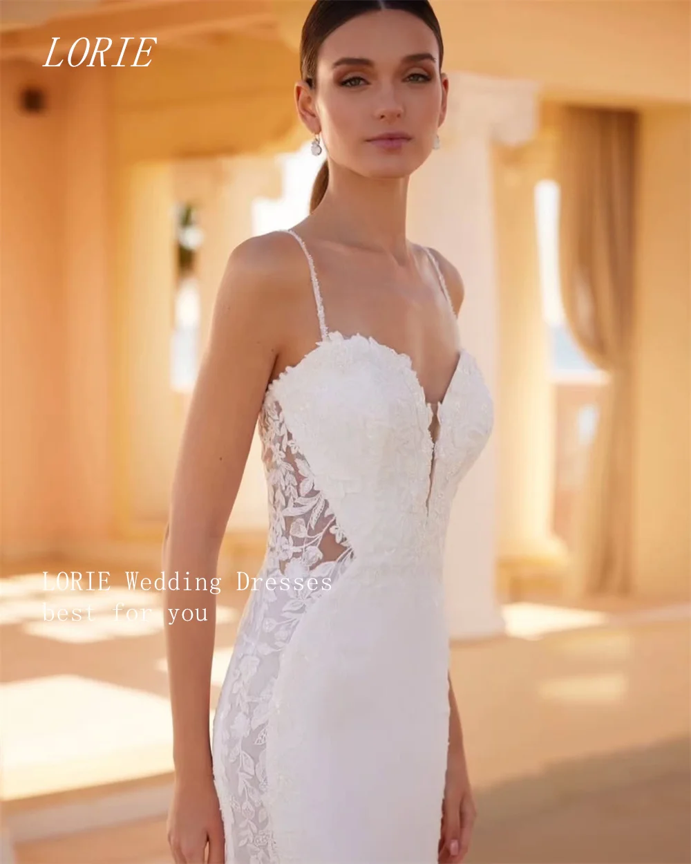 LORIE Luxury Mermaid Civil Wedding Dress Spaghetti Strap Bridal Dresses Self Cultivating Engagement Wedding Gown Customized 2026