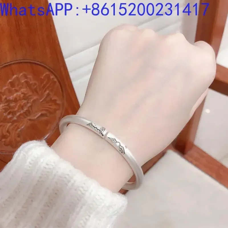 

Mountain Alliance Oath 9999 Pure Silver Bracelet for Men and Women with Open Mouth Ancient French Couple Bracelet