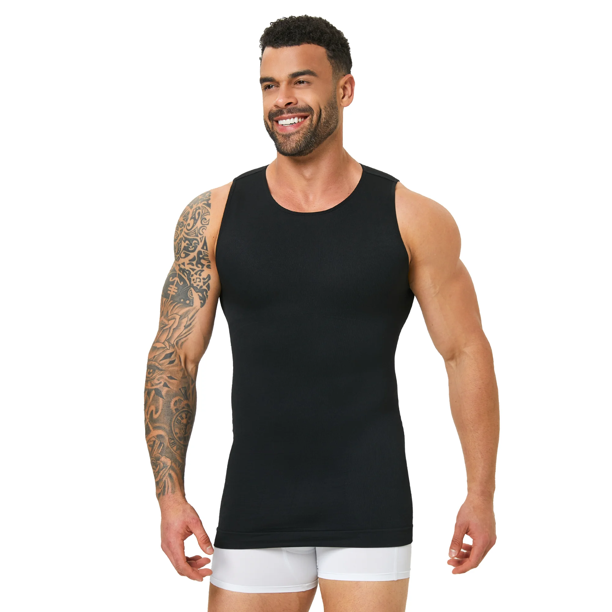 

Men Tummy Control Shapewear Vest Crew Neck Breathable Sleeveless Abdomen Compression Shirt Workout Training Casual Undershirt