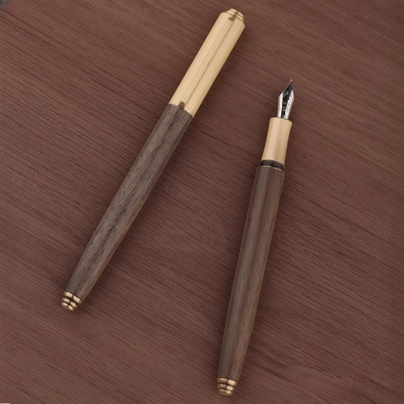 

2025 New DELIKE Brass+Wooden Fountain Pens EF Bent Curved 0.38 0.6mm Nib Office Supplies Calligraphy Pen Stationery Luxury PEN