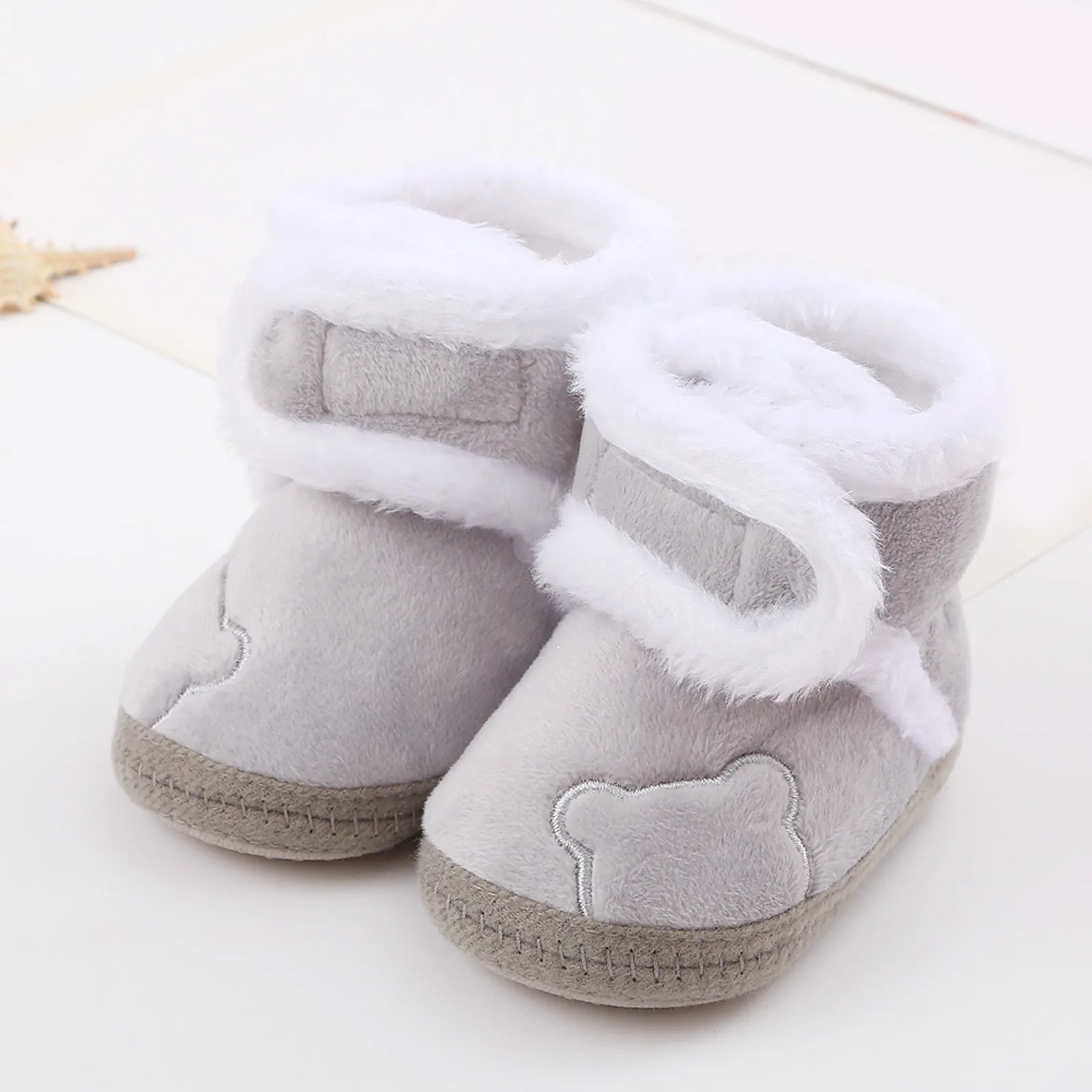 Baby Winter Snow Boots Anti Slips Soft Soled Sock Shoes Cute Bear Warm Fluff Balls Indoor Infant Newborn Toddler Baby Shoes