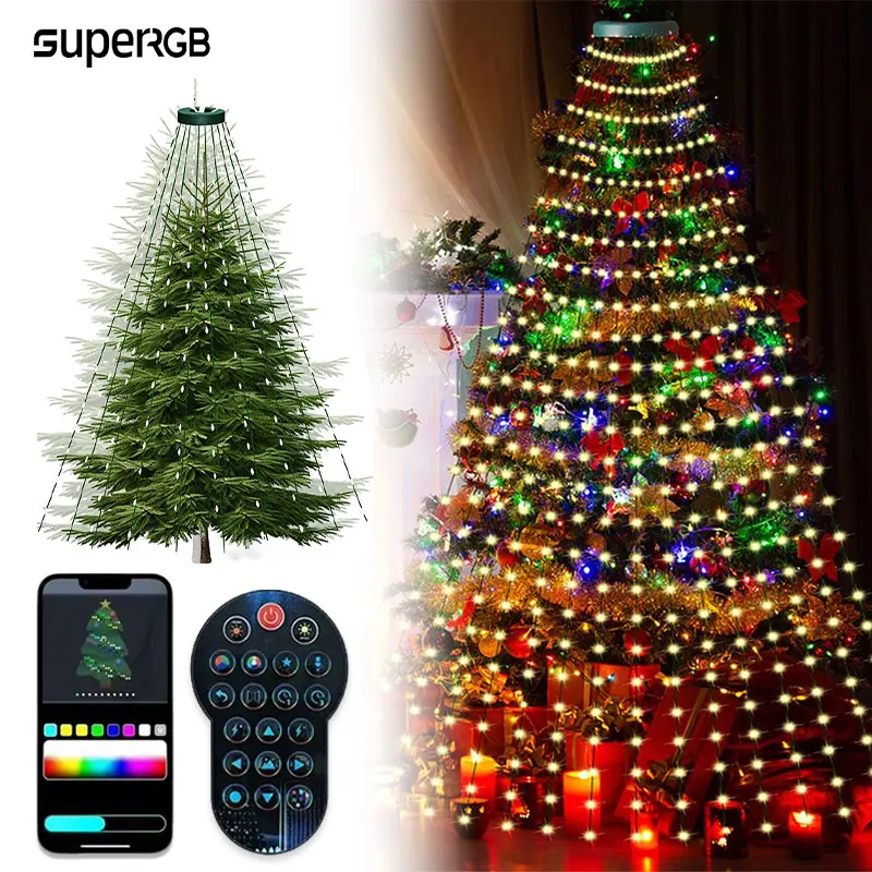 Christmas Decorations Christmas Tree Led Lights String Application DIY Image LED RGB IC Fairy Lights Bluetooth Control