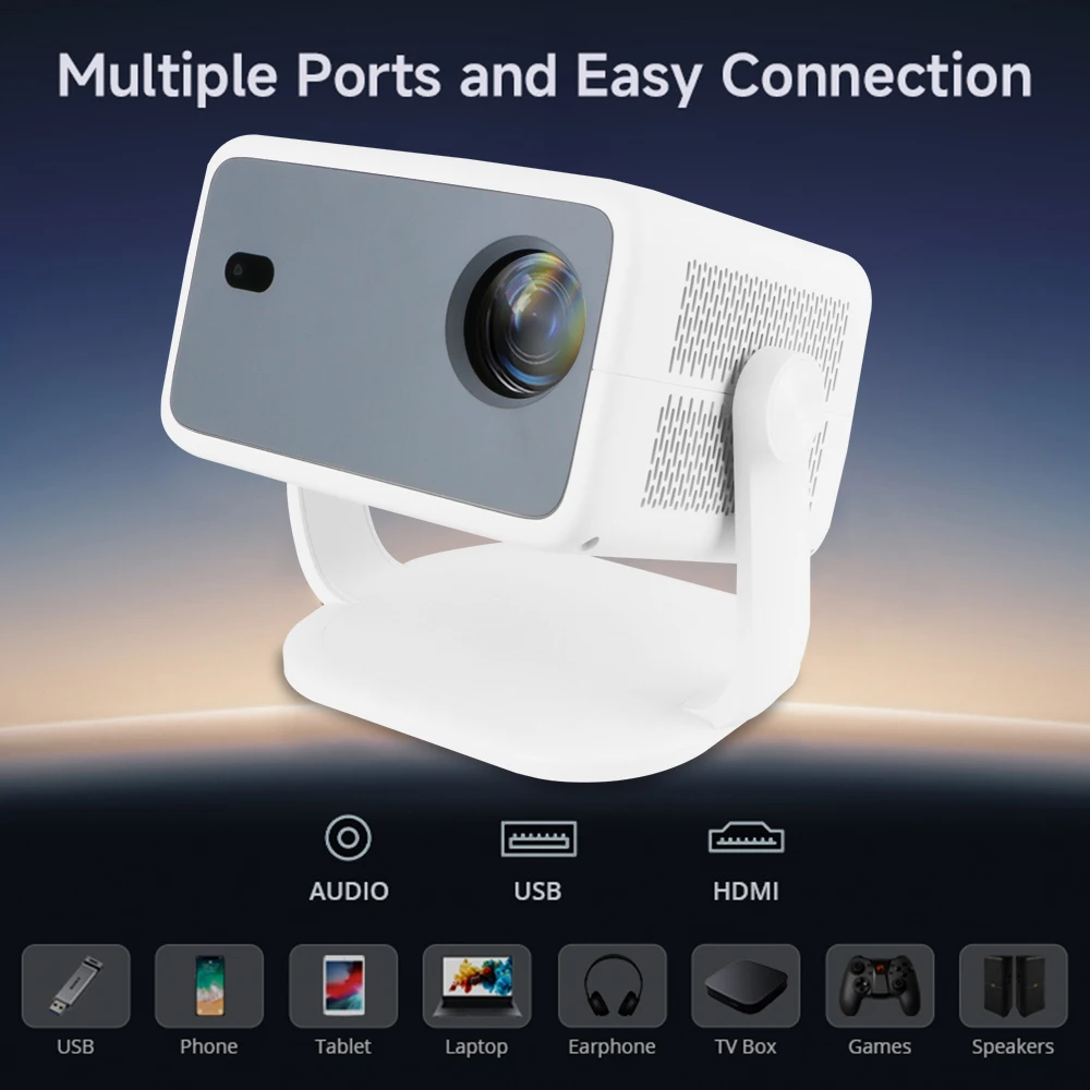 Android 11 WIFI 6 BT 5.2 Rotaty Type 1920X1080P 4K Support 650ANSI Full HD Projection Night Light Home Theater LCD Projector