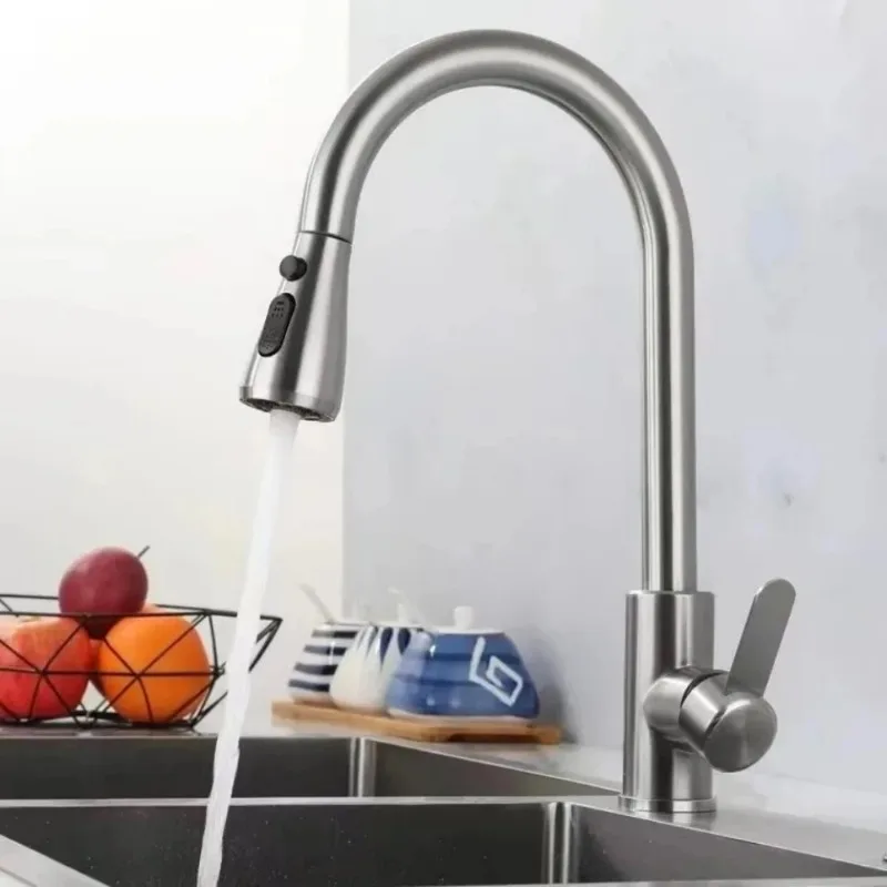 

Faucet Hot and cold faucet Kitchen faucet stainless steel pull out kitchen sink Faucet deck mounted mixer flow spray