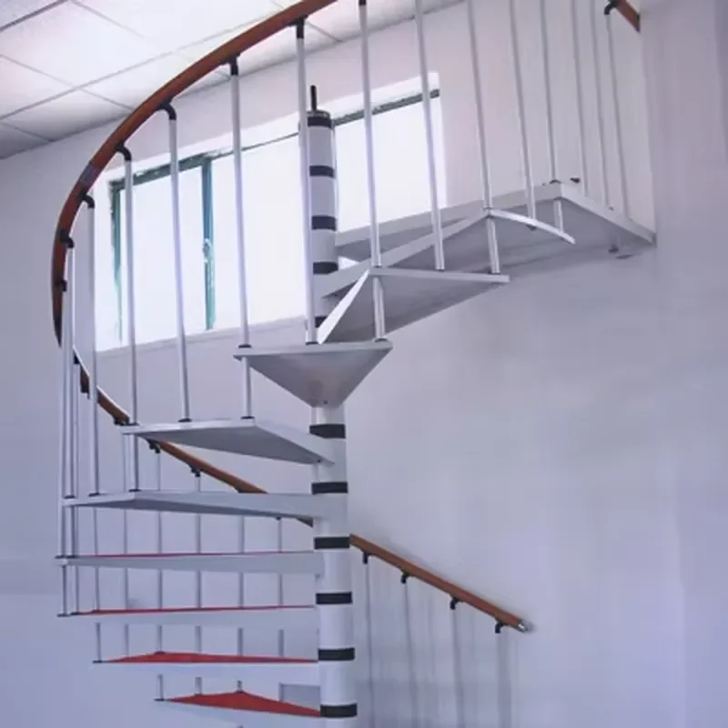 Wooden Steps Stairs White Spiral Special Outlook Railing Plate Railing Design Stairs