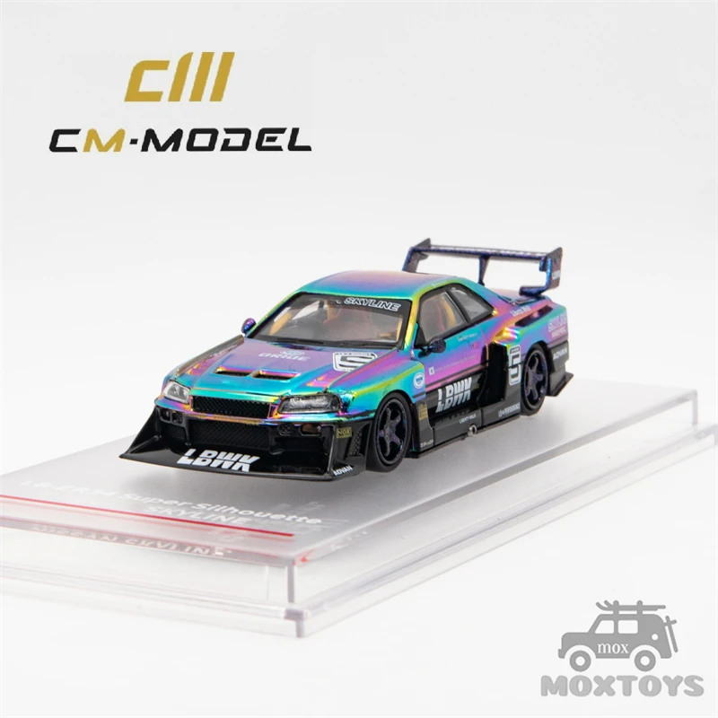 CM MODEL 1:64 LBWK ER34 Super silhouette Chrome color Diecast Model Car