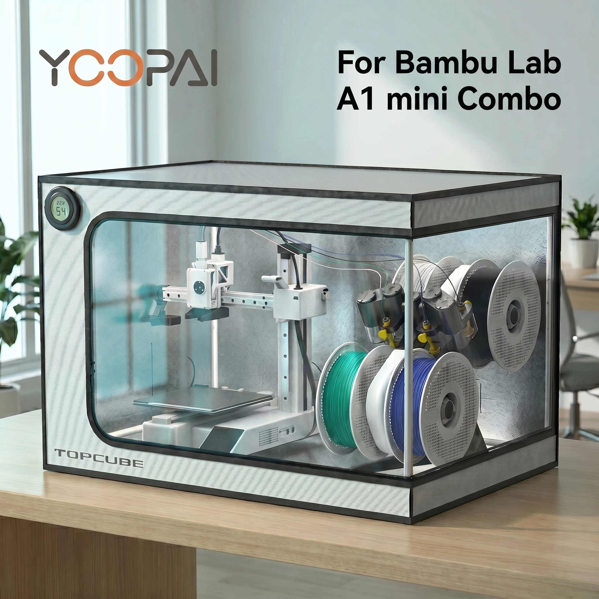 YOOPAI 3D-Drucker-Gehäuse für Bambu Lab A1/A1 Mini Combo LED-Licht Wasserdicht Geräuschreduzierend Konstante Temperatur