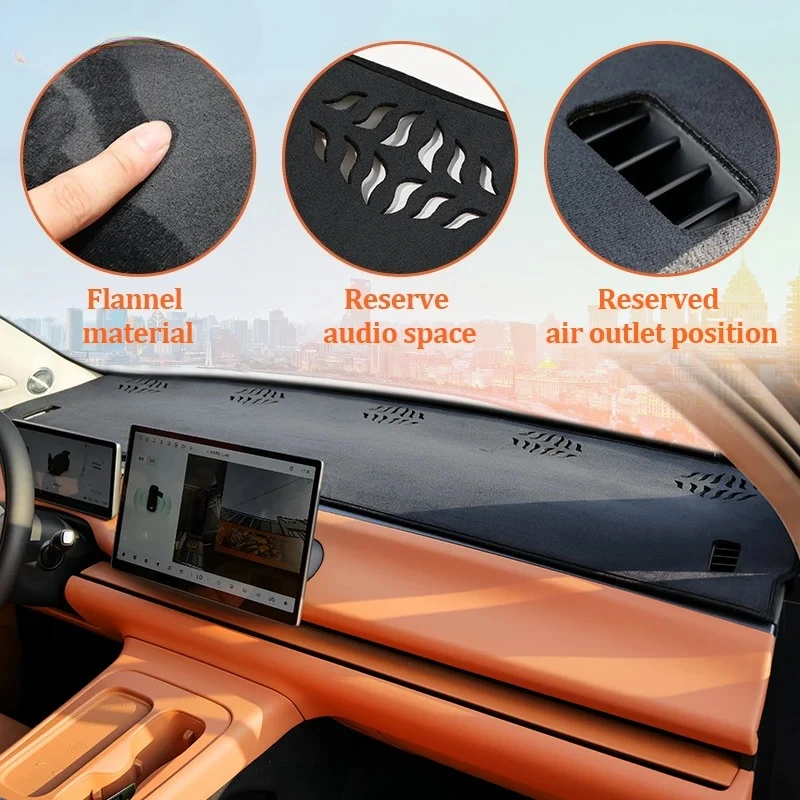 

Car Dashboard Sun Shade Avoid Light Cover Instrument Panel Carpets Non-slip Leather Flannel Pad Mat For Leapmotor C10