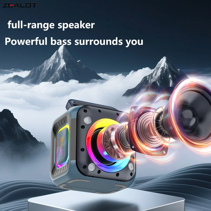 ZEALOT OUTDOOR Wireless Speakers 30W with 6000mAh Battery 360° Surround Sound RGB Light - Perfect Gift for Music Lovers