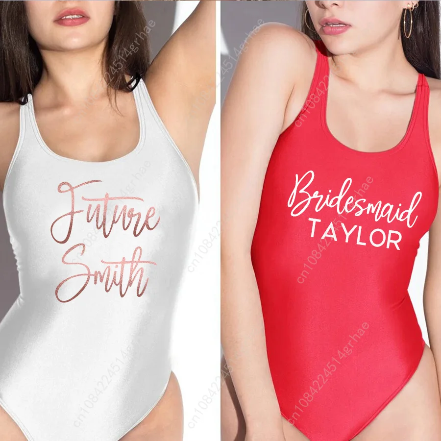 Personalized Mrs Bachelorette Swimsuit Bride Squad One Piece Swimsuit Team Bridal Swimwears Customized Beachwear