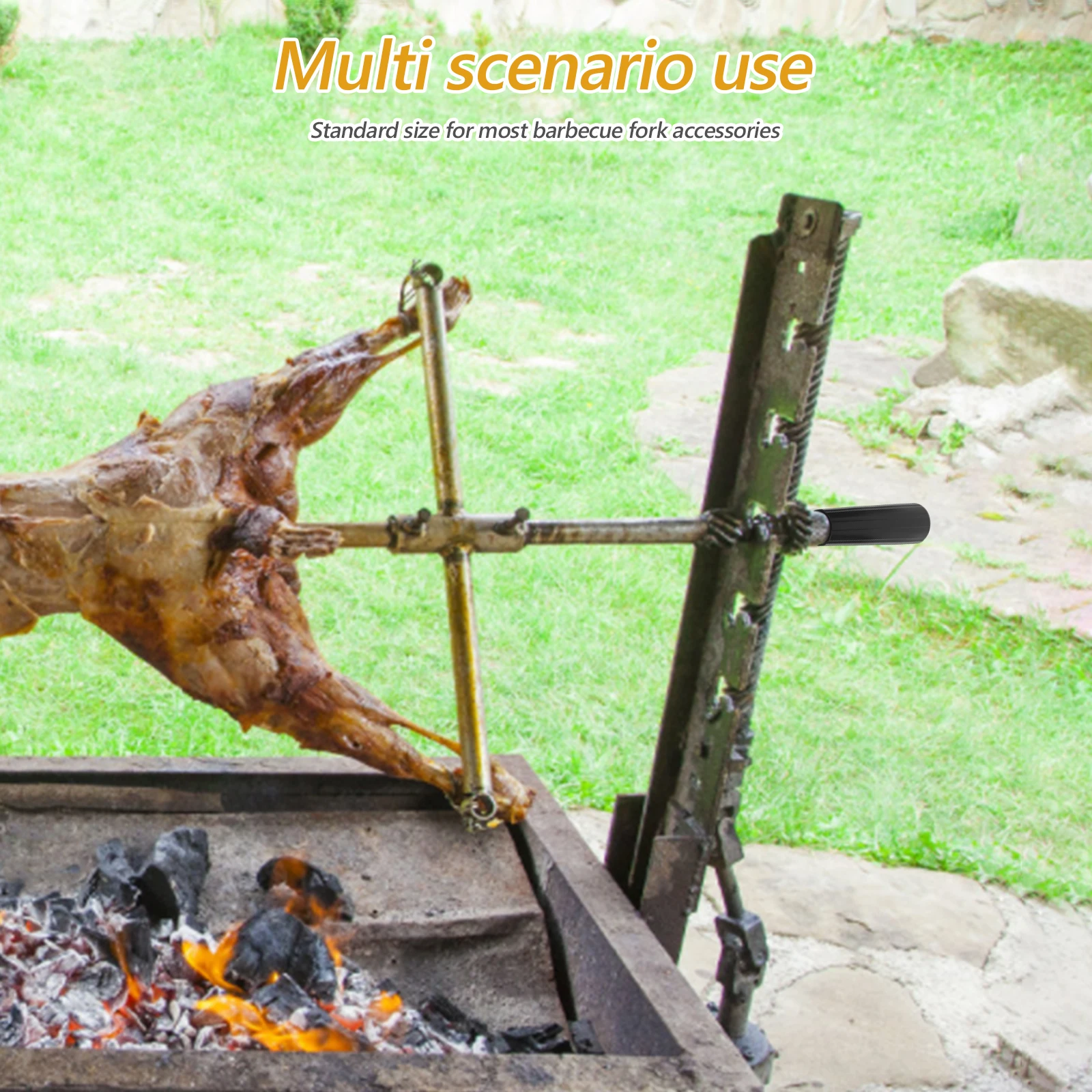 

1 Rotating BBQ Fork Handle Black M8 Copper Nut Heat Resistant Thick Design For Rotisserie Accessories Durable