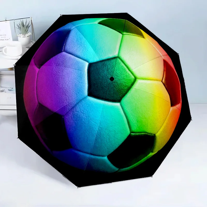 

One Colorful Rainbow Soccer Ball And an Automatic Umbrella with 8 Frames, Perfect for Travel, Camping, And Casual Use. A Light