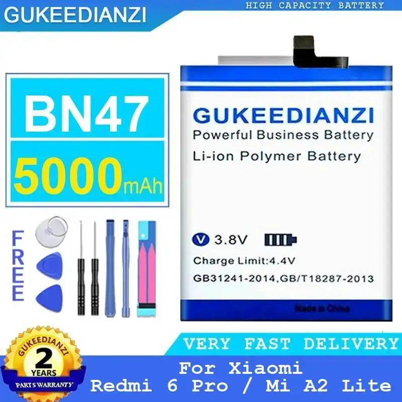 

Long-Lasting Performance 5000mAh Reliable Power Supply For Xiaomi Redmi 6 Pro for MI A2 Lite BN47 Mobile Phone Battery