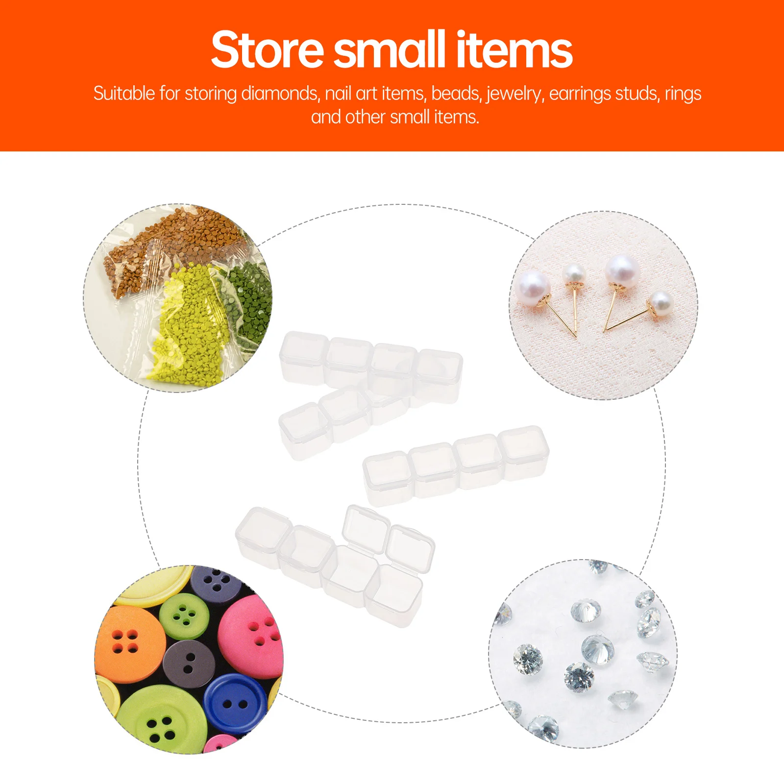 

20pcs Storage Box Clear Plastic Compartment Boxes Lids Beads Rhinestones Nail Art Jewelry Organizing Dustproof
