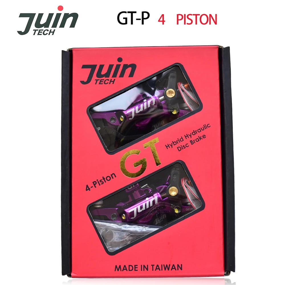 Juin Tech-GT-P GTP Line Pull Hydraulic Disc Brake Caliper, Road CX Gravel, 160mm, Dual Side Actuation, Cyclocross Bike, PURPLE