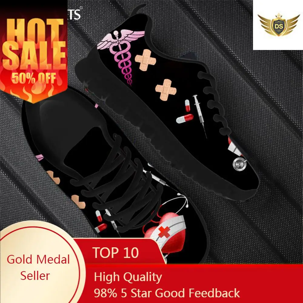 Fashion Paramedic EMT EMS Pattern Flat Shoes For Women Autumn Spring Soft Sneakers Lightweight Outdoor Sport Shoes