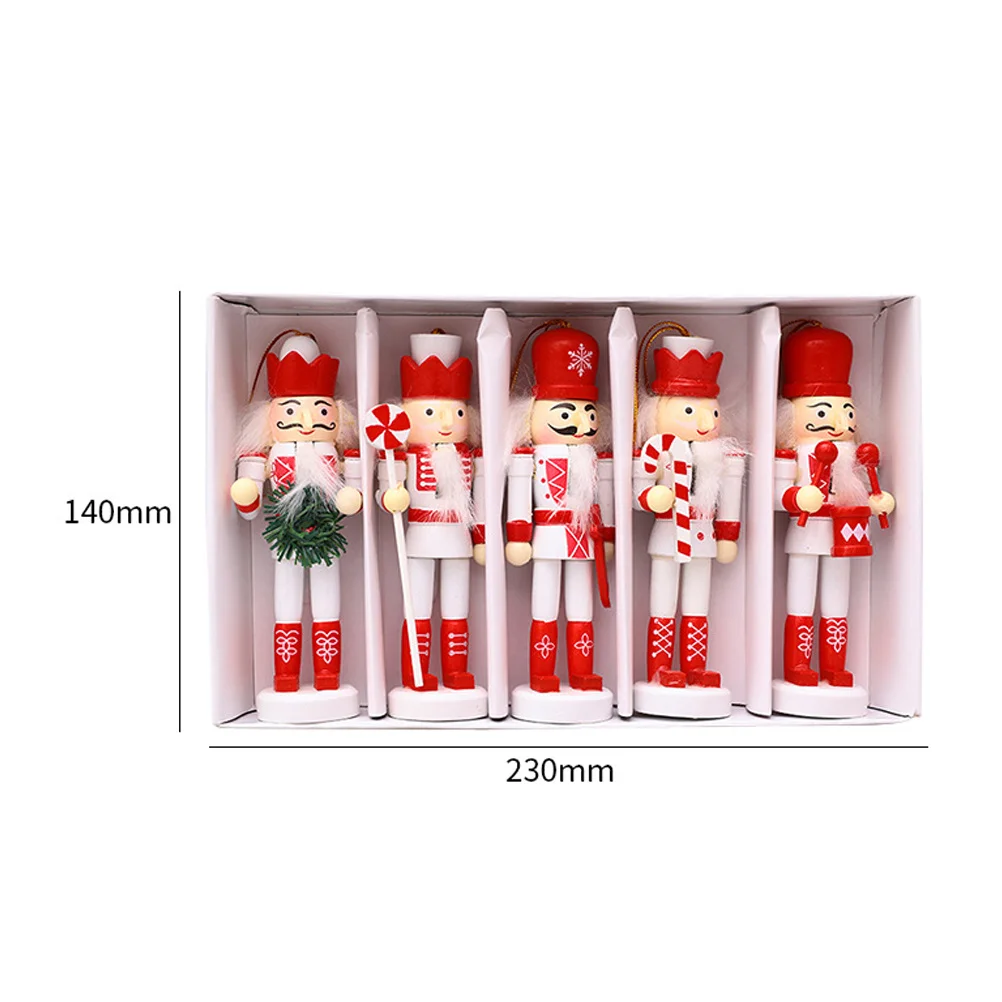 

5Pcs Christmas Nutcracker Decorations Wooden Soldier Hanging Ornaments Xmas Party Festival Gift Decoration Christmas Party Decor