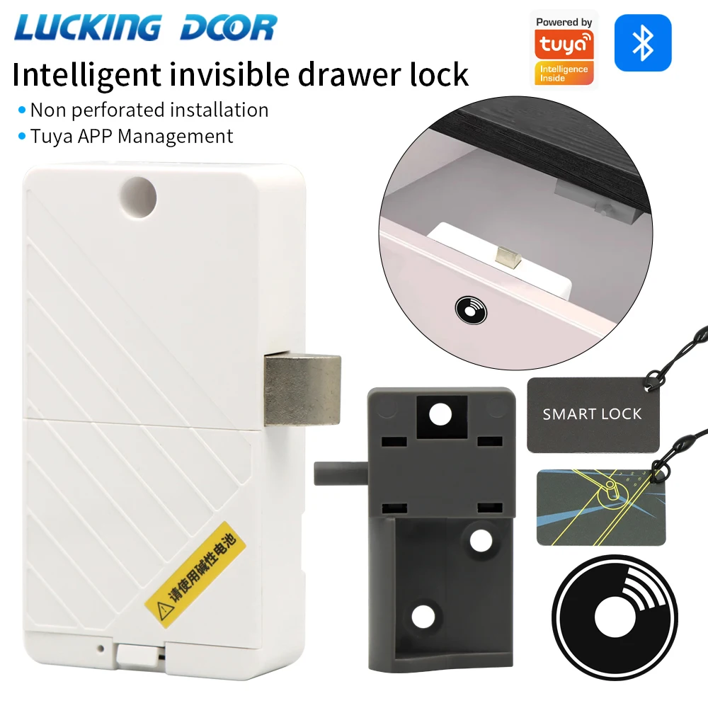 Support Tuya App Drawer Cabinet Invisible Lock Keyless Unlock Furniture Locker Safe Electric Hidden Sensor Cabinet Battery-power