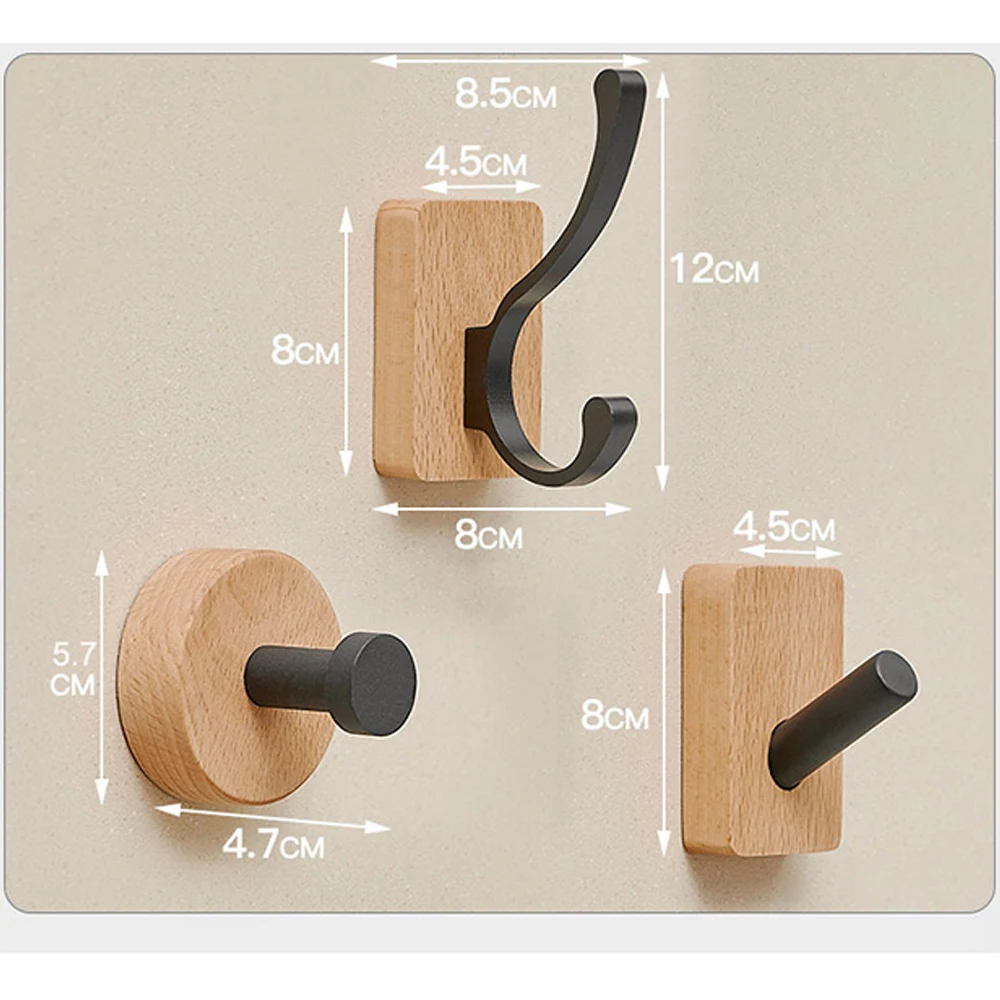 Natural Walnut Wood Hooks Key Decorative Holder Hooks Door Clothes Coat Hanger Hook Bathroom Kitchen Decor Organizer Holder Hook