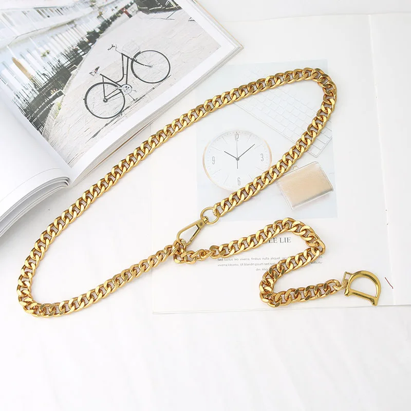 Internet Celebrity Gold Waist Chain Accessory for Women's D-shaped Chain Waist Belt Decoration with Dress Suit Metal Pants Chain