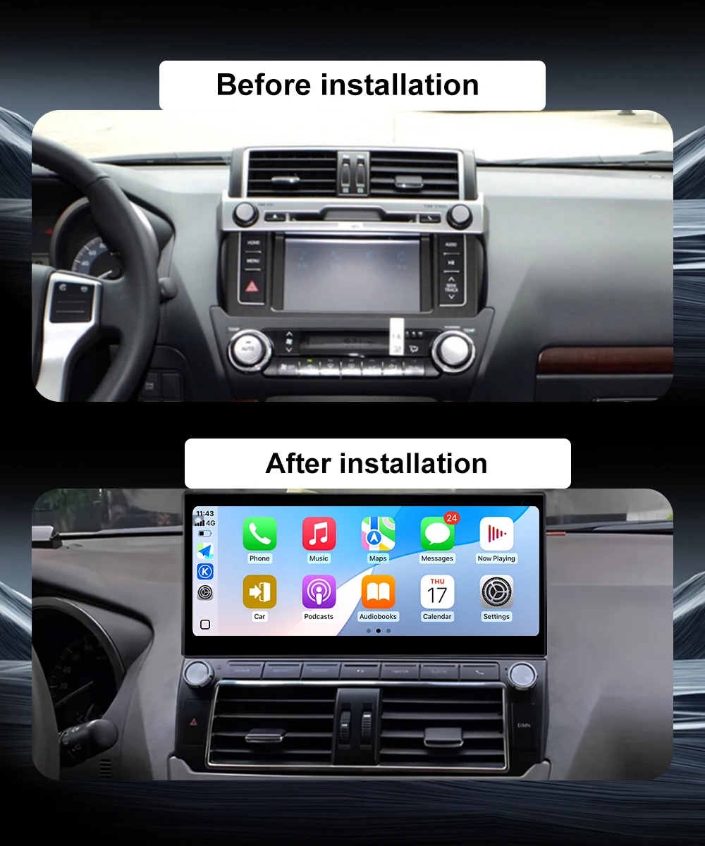 4G WIFI Touch Screen Car Multimedia Player 12.3“inch For Toyota Land Cruiser Prado150 2014-2017 Wireless Carplay Android auto BT