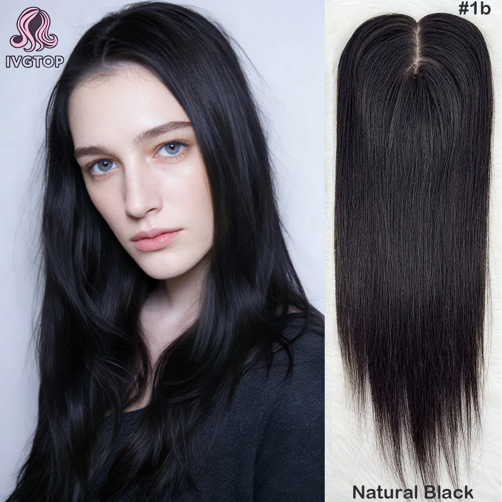 

Топпер из натуральных волос на шелковой основе для женщин с воздушной челкой Европейский шелковый топ из натуральных волос Мягкая дышащая накладка на голову с заколками для подарка