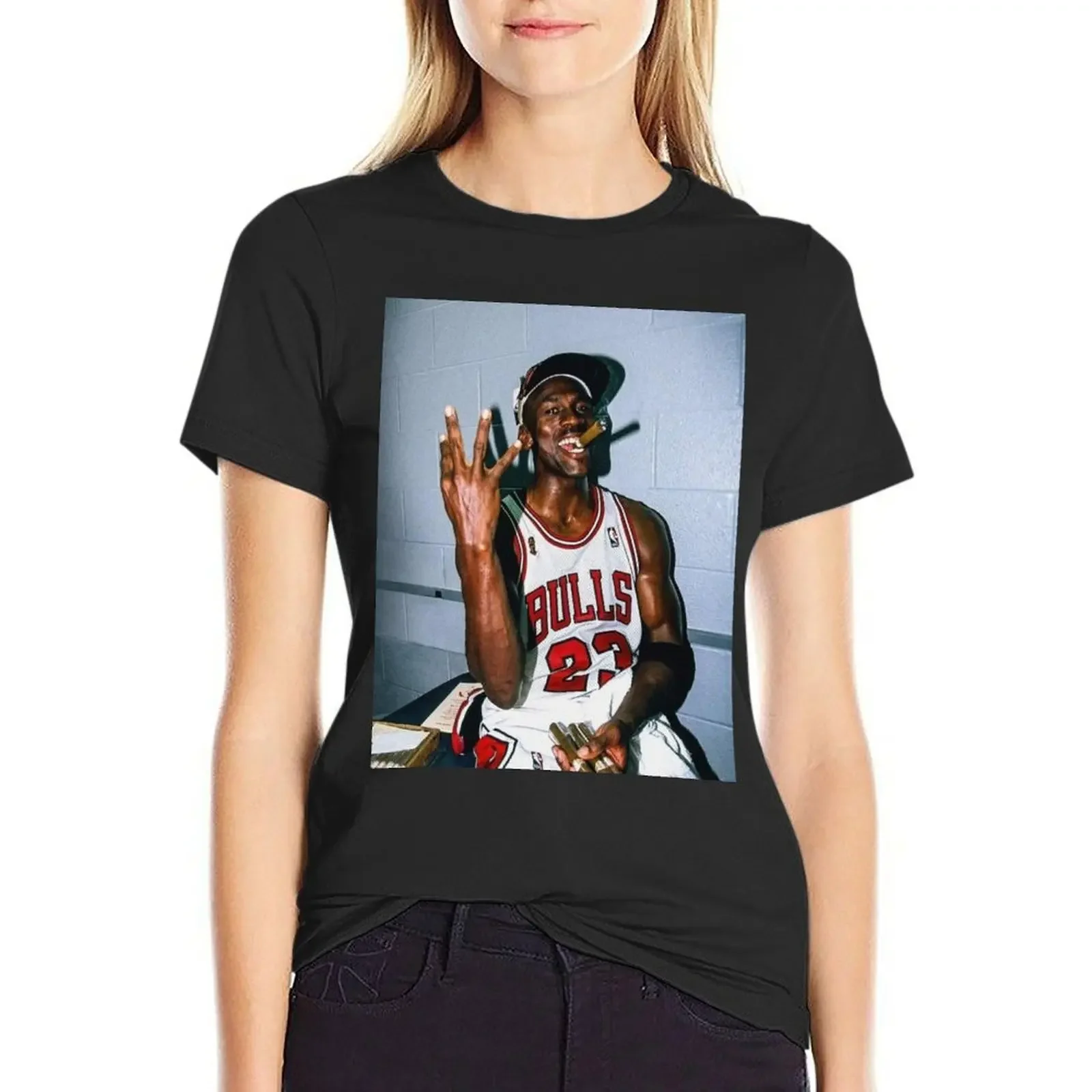 

Vintage Michael Jorda T-Shirt hippie clothes summer top graphics t-shirt dress for Women sexy